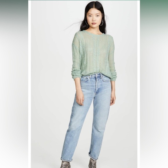 Free People / Angel Soft Pullover Sweater Mint Fresh Combo Alpaca Wool Blend XS - Picture 2 of 16